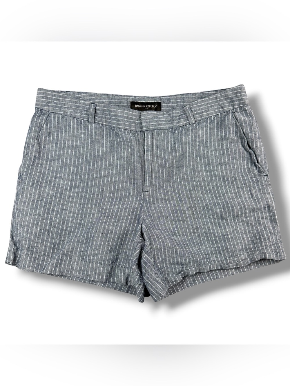 Banana Republic Women’s Linen Blend‎ Pinstripe Shorts Gray Size 4 Waist 31